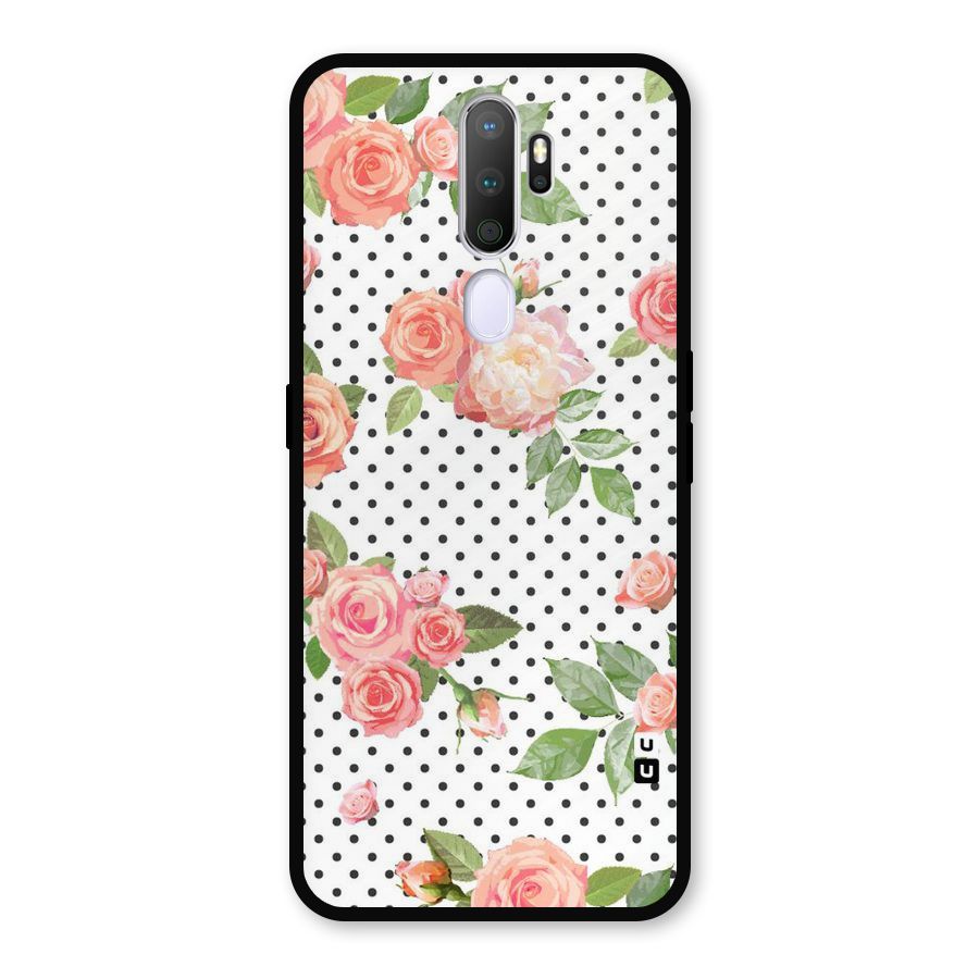 Polka Bloom White Metal Back Case for Oppo A9 (2020)