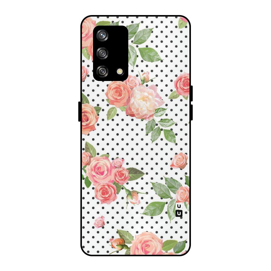 Polka Bloom White Metal Back Case for Oppo F19
