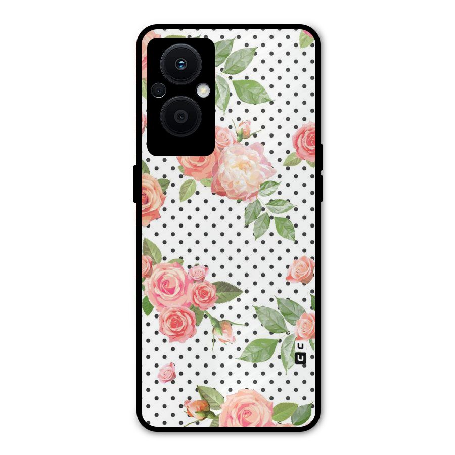 Polka Bloom White Metal Back Case for Oppo F21s Pro 5G