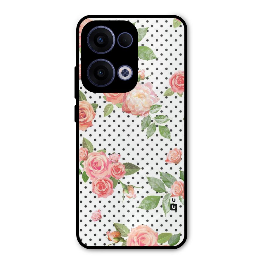 Polka Bloom White Metal Back Case for Oppo Reno13