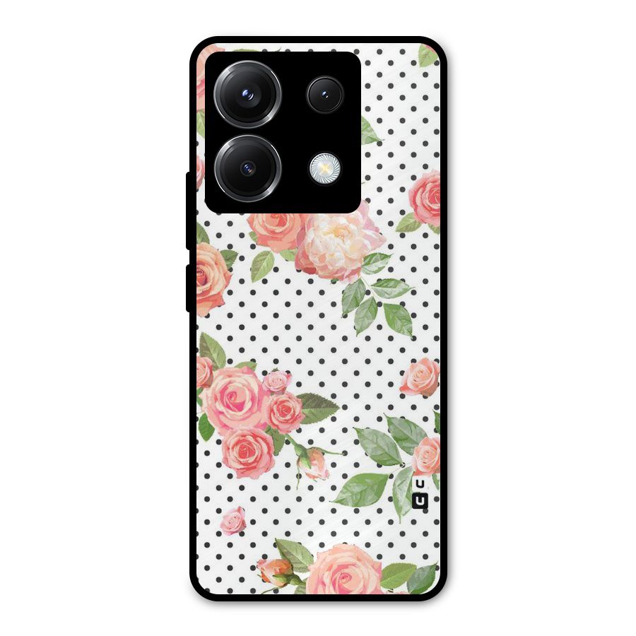 Polka Bloom White Metal Back Case for Poco X6