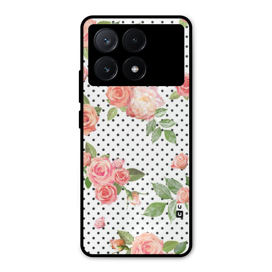 Polka Bloom White Metal Back Case for Poco X6 Pro