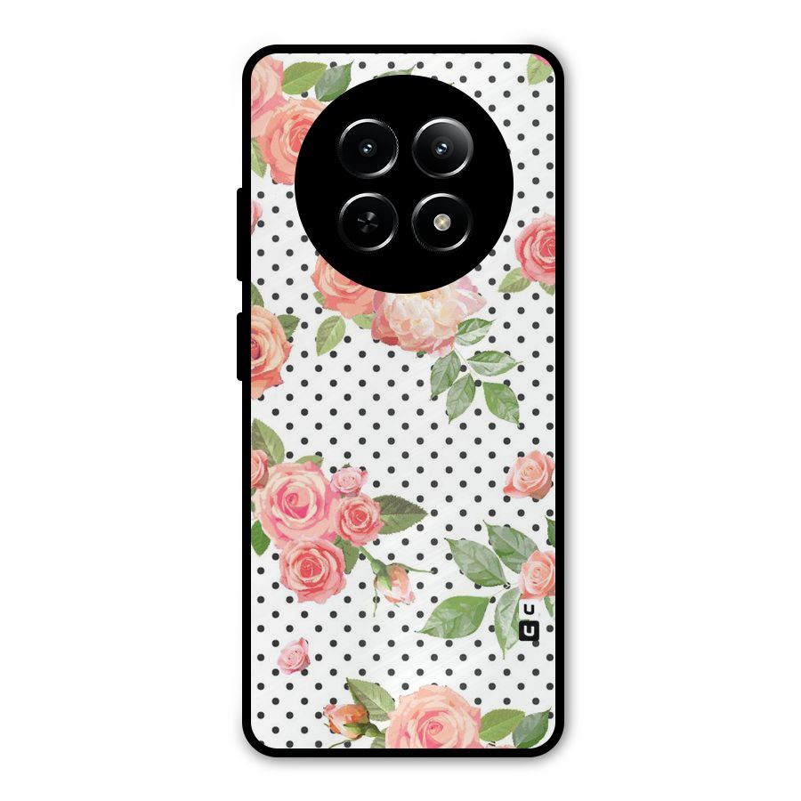 Polka Bloom White Metal Back Case for Realme 13