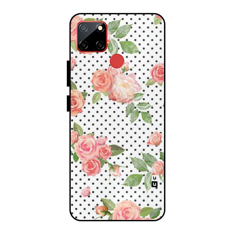 Polka Bloom White Metal Back Case for Realme C12
