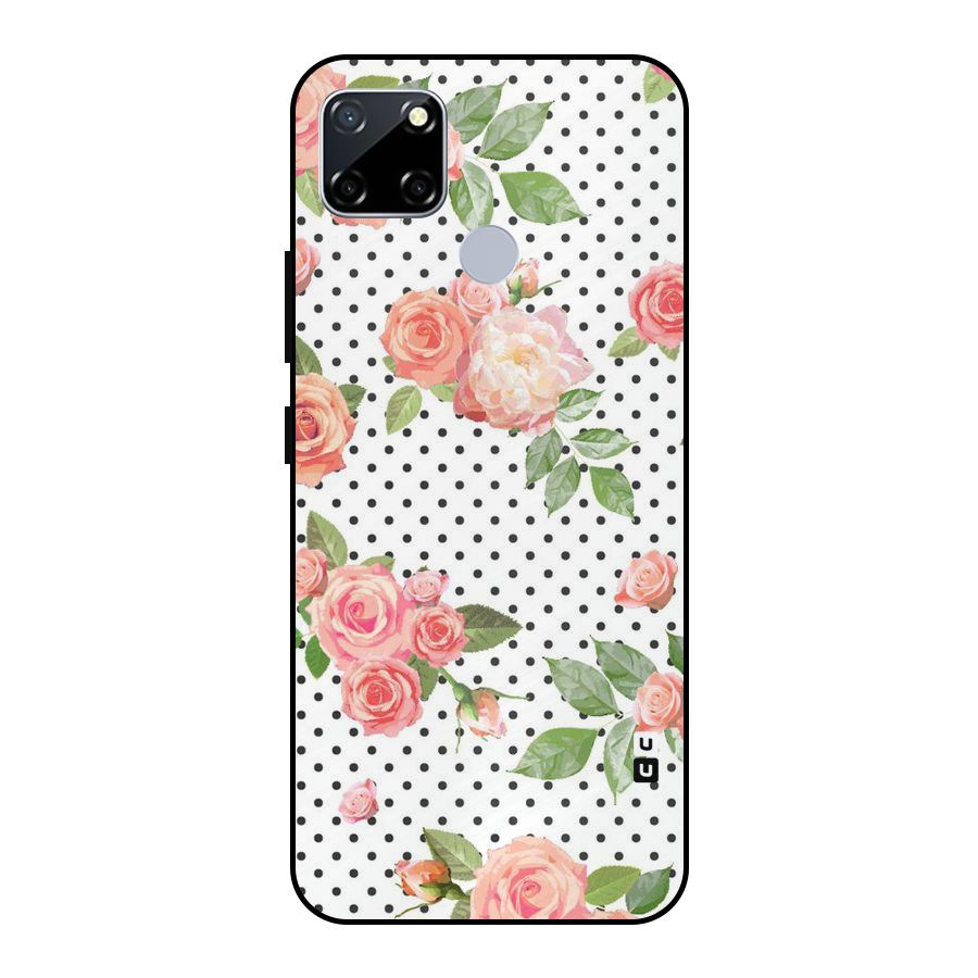 Polka Bloom White Metal Back Case for Realme Narzo 30A