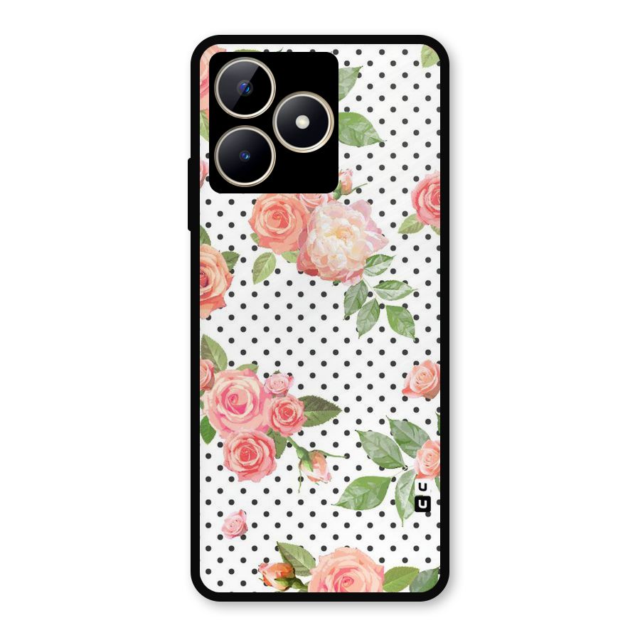 Polka Bloom White Metal Back Case for Realme Narzo N53