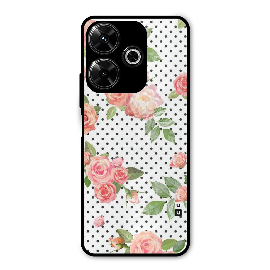 Polka Bloom White Metal Back Case for Redmi 13 5G