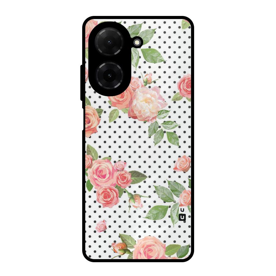 Polka Bloom White Metal Back Case for Redmi A5 4G