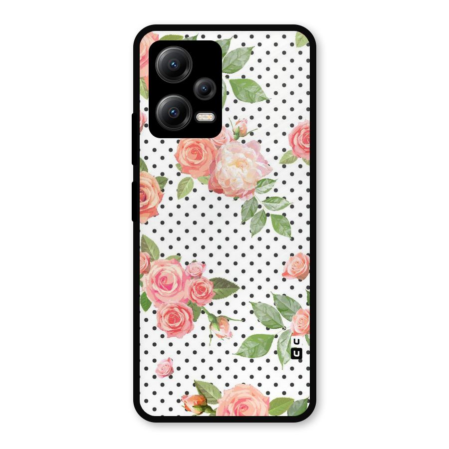 Polka Bloom White Metal Back Case for Redmi Note 12 5G