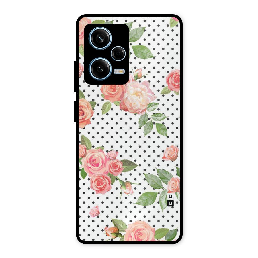 Polka Bloom White Metal Back Case for Redmi Note 12 Pro