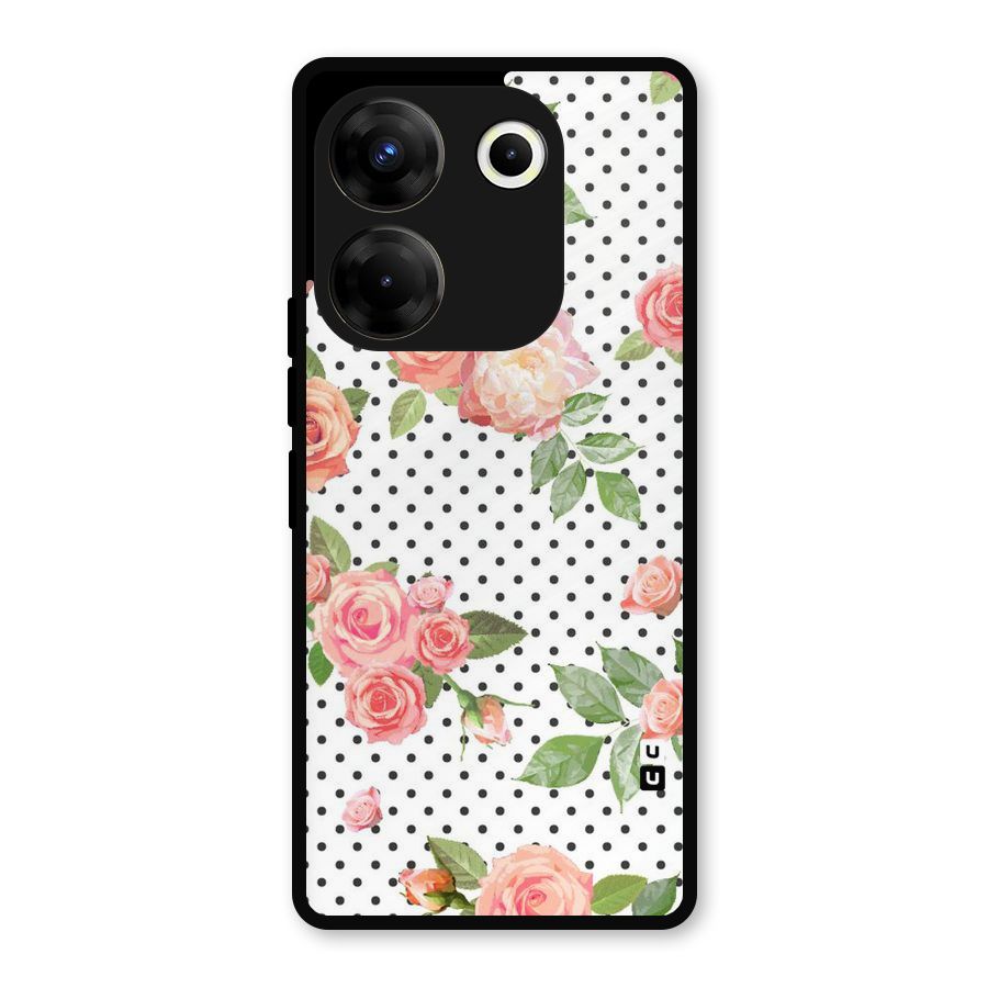 Polka Bloom White Metal Back Case for Tecno Camon 20