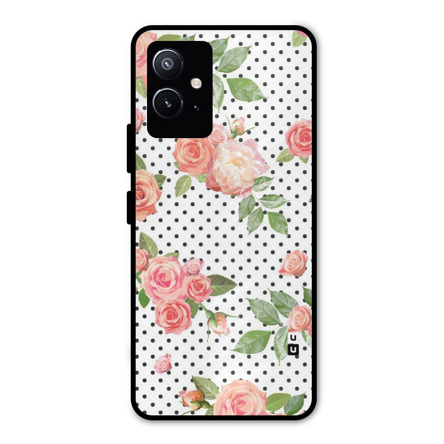 Polka Bloom White Metal Back Case for Vivo T1 5G