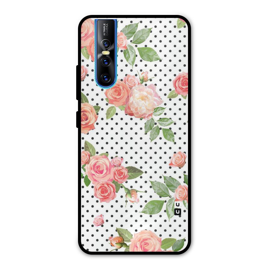 Polka Bloom White Metal Back Case for Vivo V15 Pro