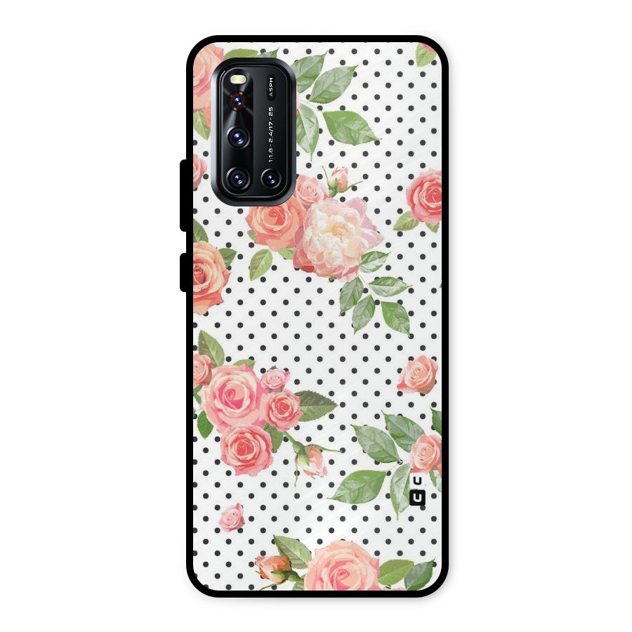 Polka Bloom White Metal Back Case for Vivo V19