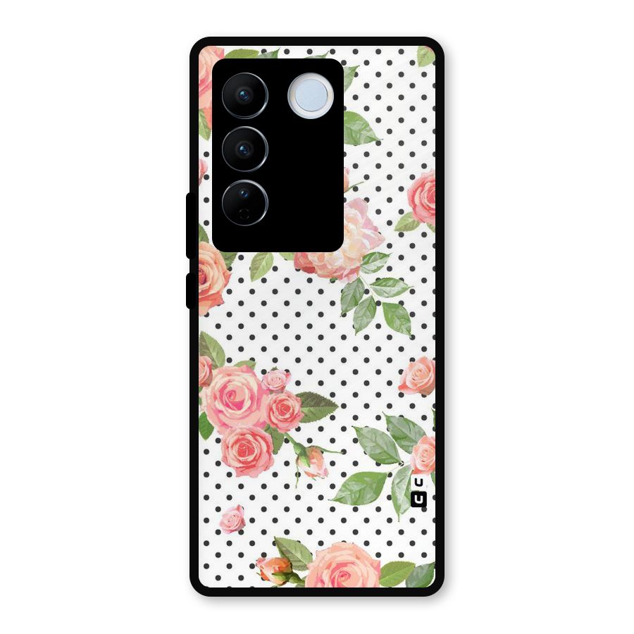 Polka Bloom White Metal Back Case for Vivo V27