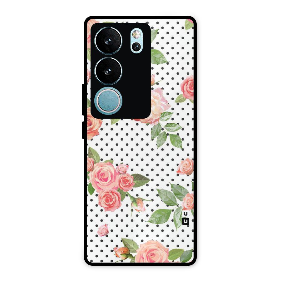 Polka Bloom White Metal Back Case for Vivo V29