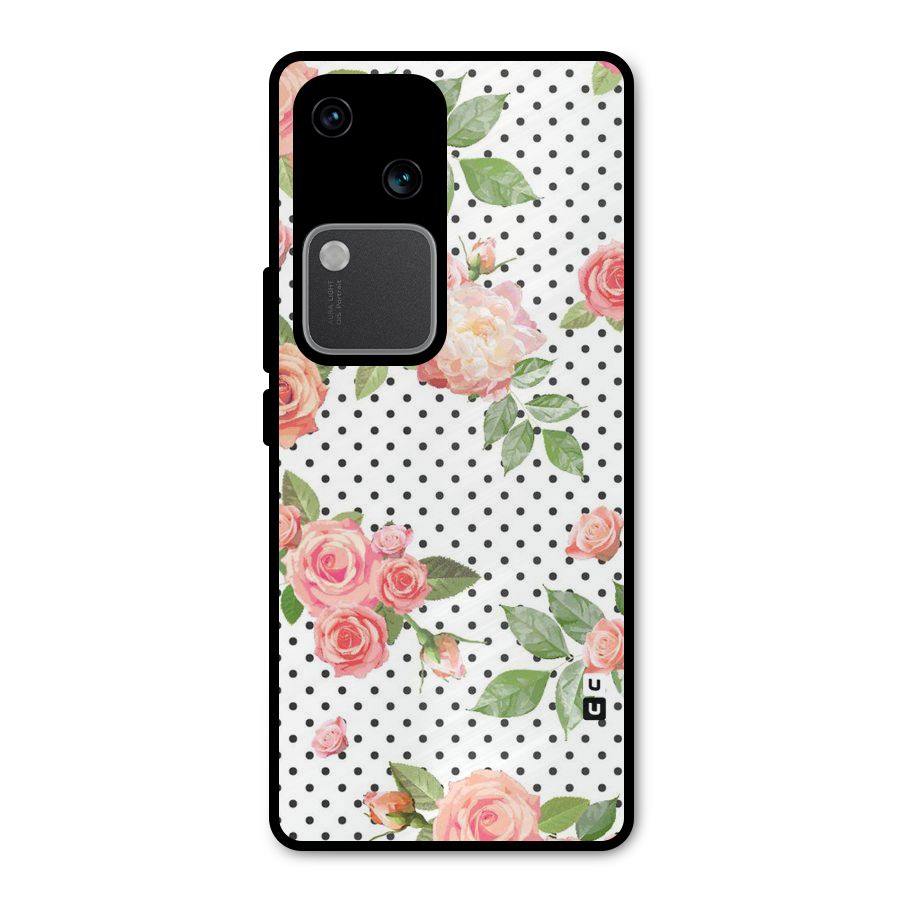 Polka Bloom White Metal Back Case for Vivo V30