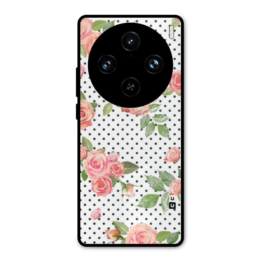 Polka Bloom White Metal Back Case for Vivo X100 Pro