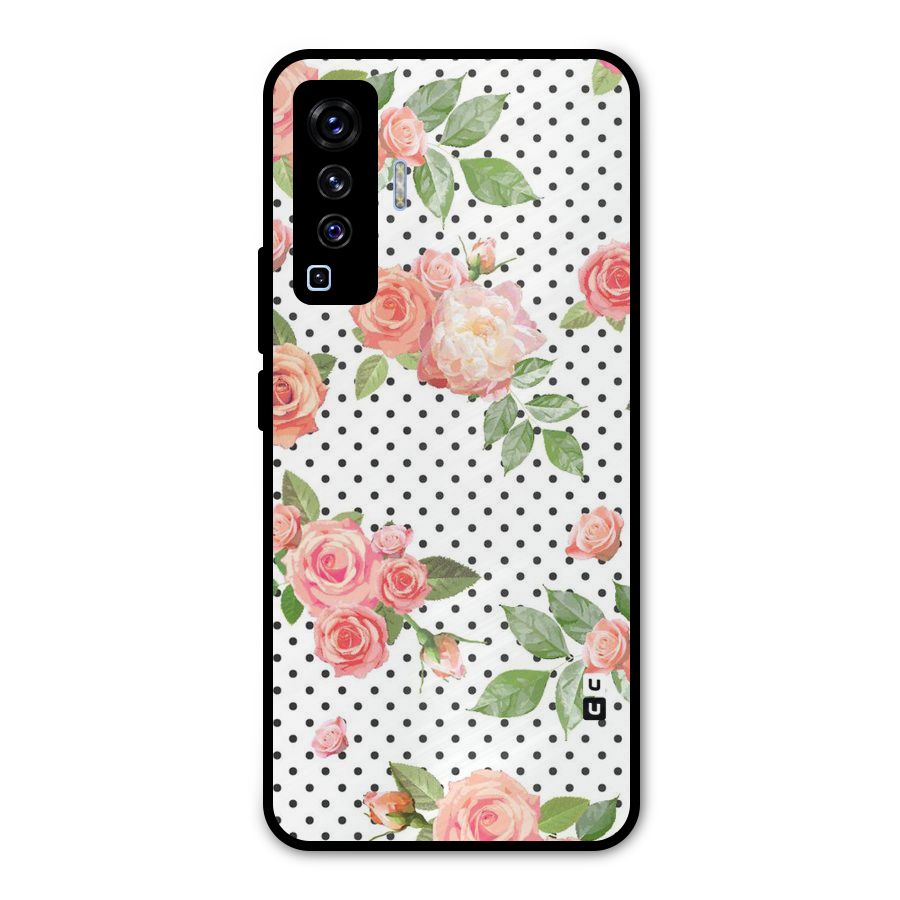 Polka Bloom White Metal Back Case for Vivo X50