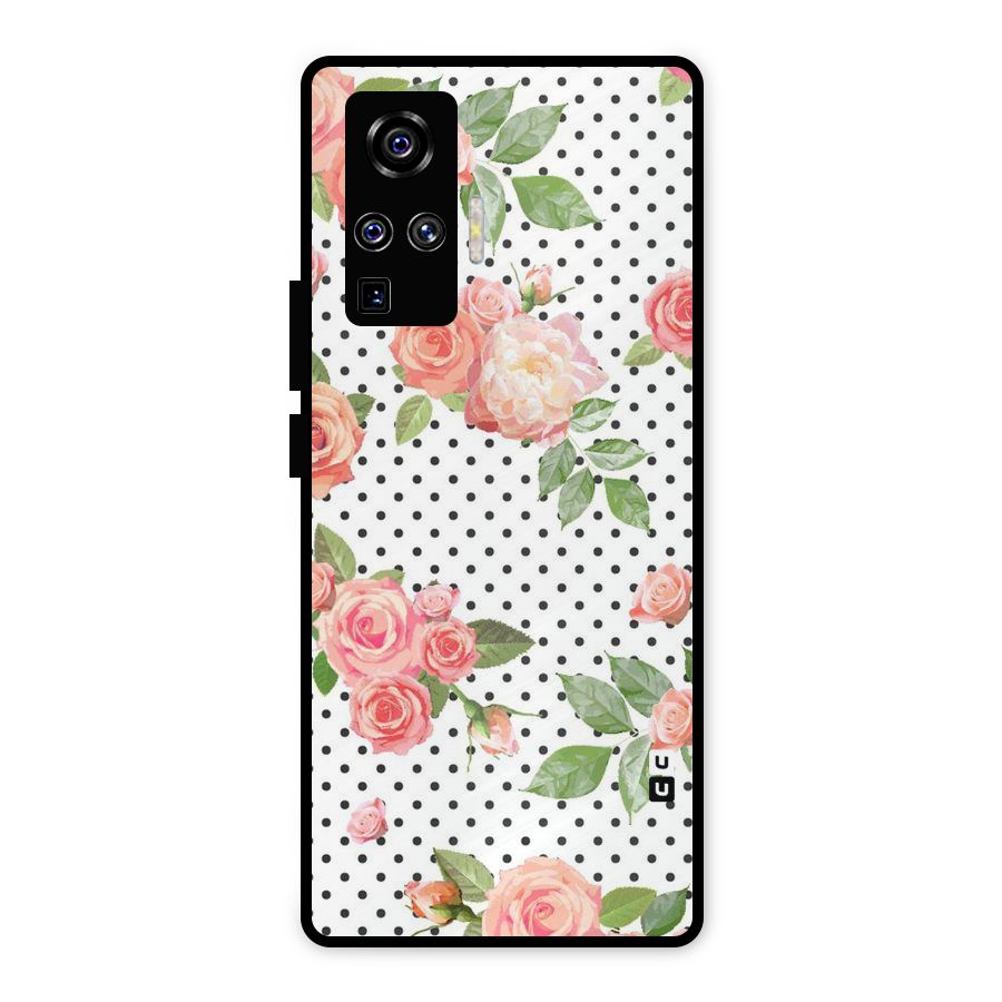 Polka Bloom White Metal Back Case for Vivo X50 Pro