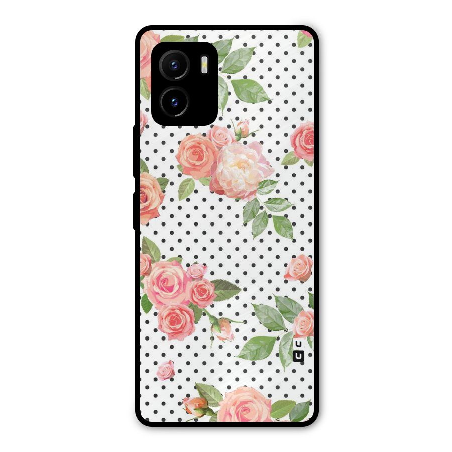 Polka Bloom White Metal Back Case for Vivo Y15s
