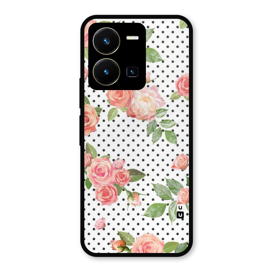 Polka Bloom White Metal Back Case for Vivo Y35