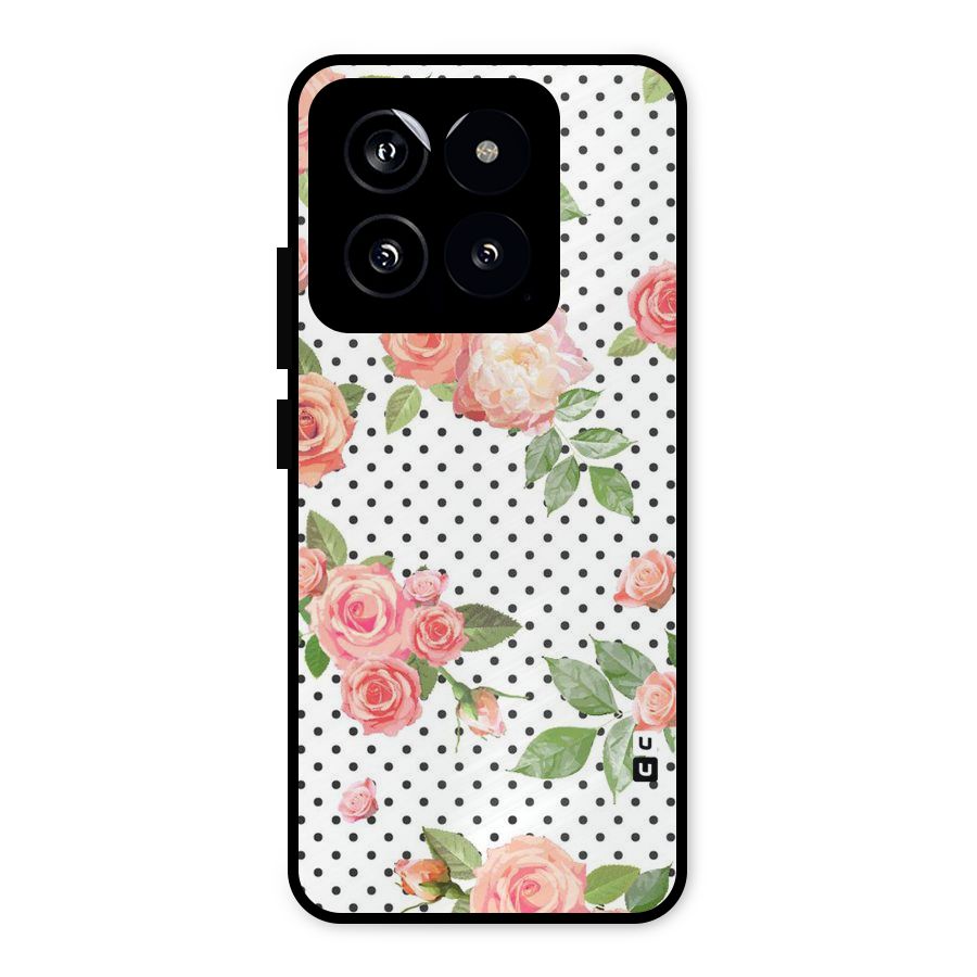Polka Bloom White Metal Back Case for Xiaomi 14