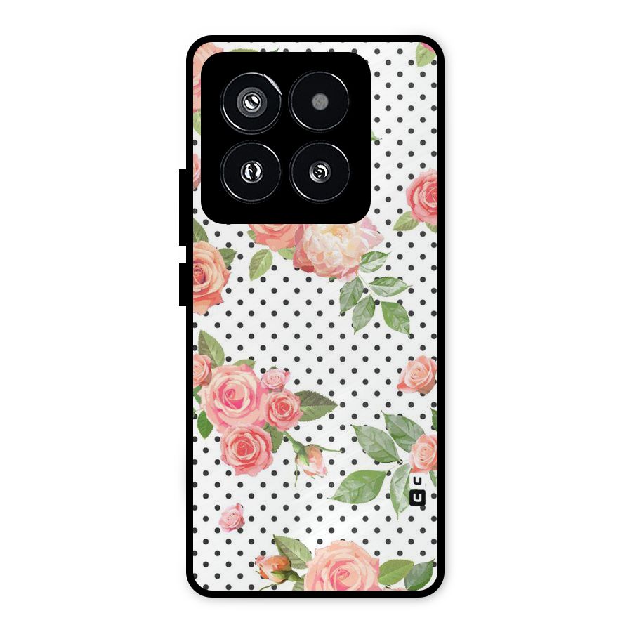 Polka Bloom White Metal Back Case for Xiaomi 14 Pro
