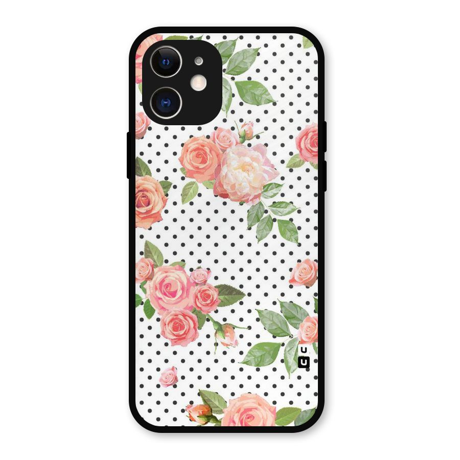 Polka Bloom White Metal Back Case for iPhone 12