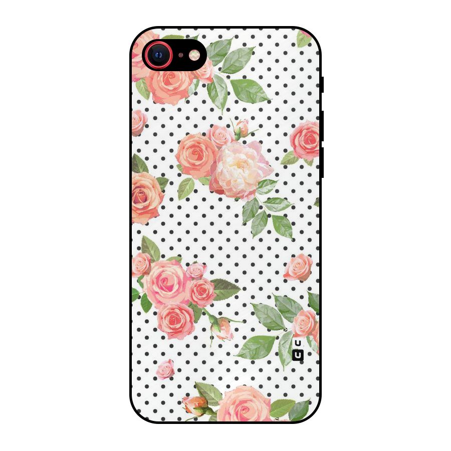 Polka Bloom White Metal Back Case for iPhone 7