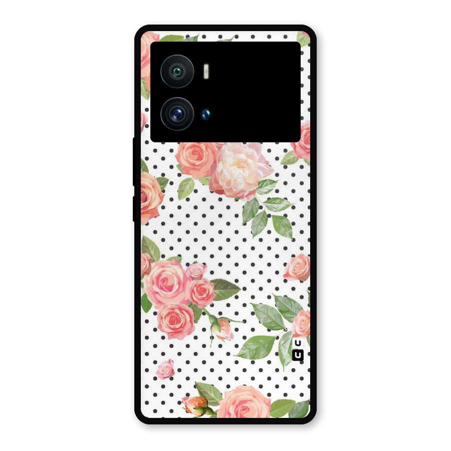 Polka Bloom White Metal Back Case for iQOO 9 Pro