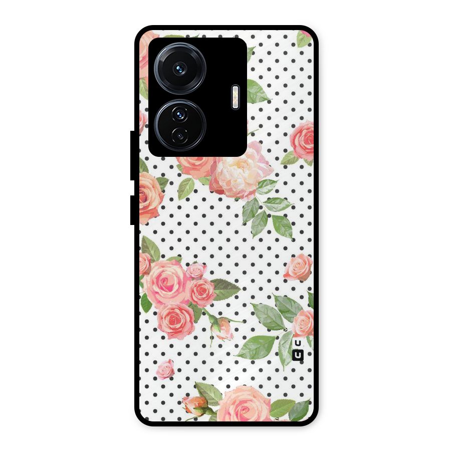 Polka Bloom White Metal Back Case for iQOO Z6