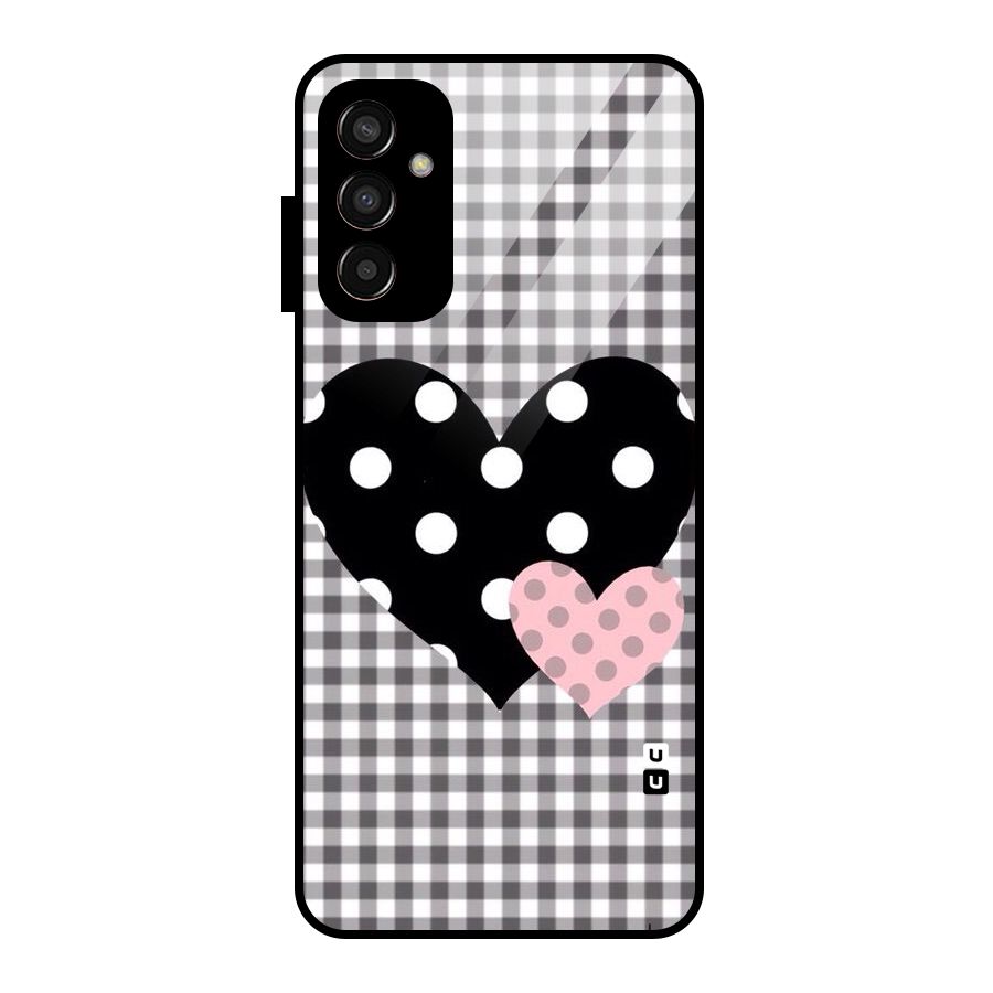 Polka Check Hearts Glass Back Case for Galaxy F13