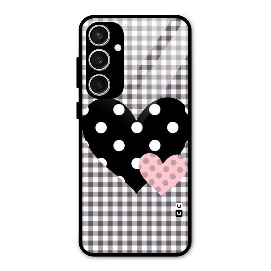 Polka Check Hearts Glass Back Case for Galaxy S23 FE