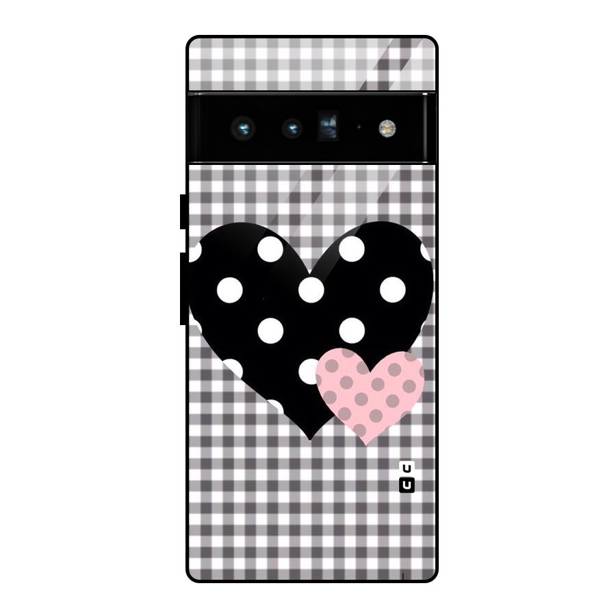 Polka Check Hearts Glass Back Case for Google Pixel 6 Pro