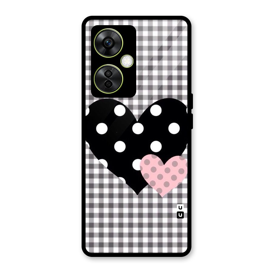 Polka Check Hearts Glass Back Case for OnePlus Nord CE 3 Lite