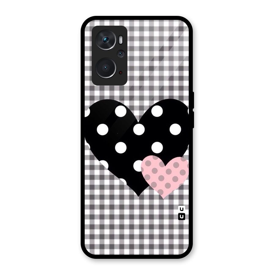 Polka Check Hearts Glass Back Case for Oppo K10 4G