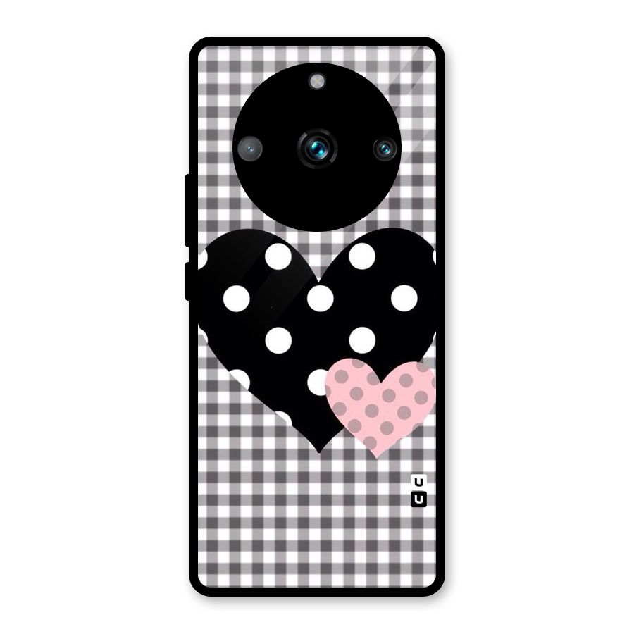 Polka Check Hearts Glass Back Case for Realme 11 Pro Plus
