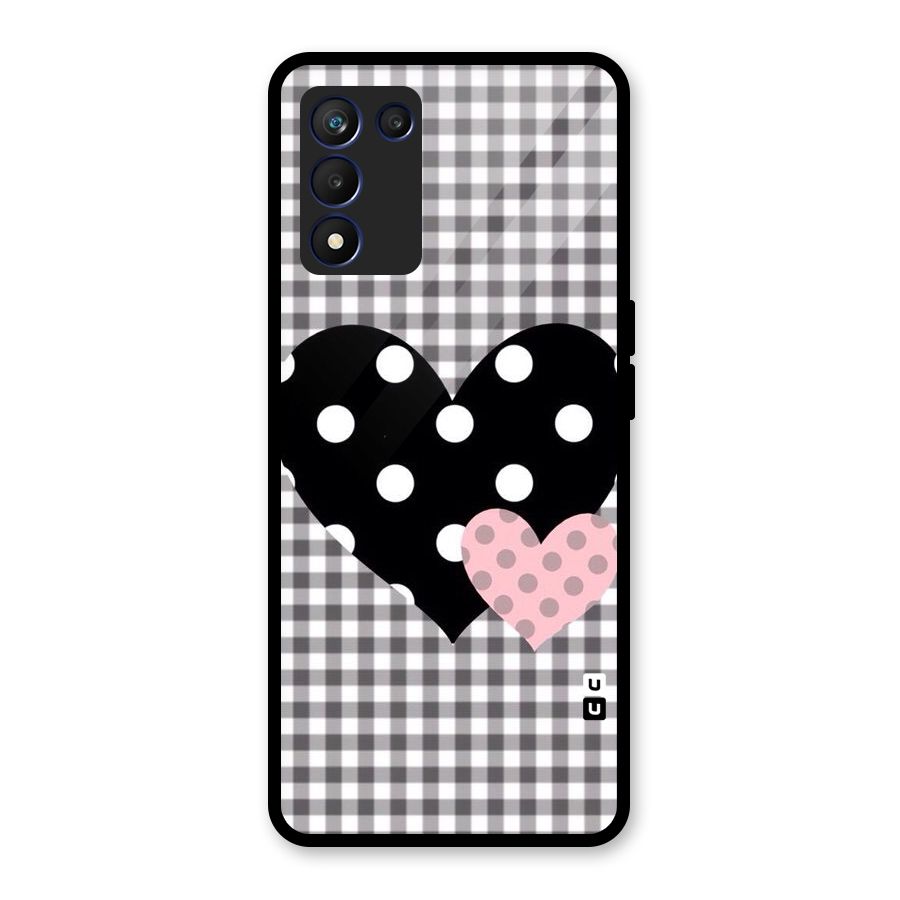 Polka Check Hearts Glass Back Case for Realme 9 5G Speed