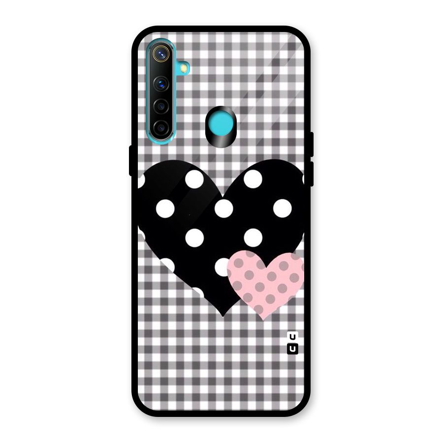 Polka Check Hearts Glass Back Case for Realme Narzo 10