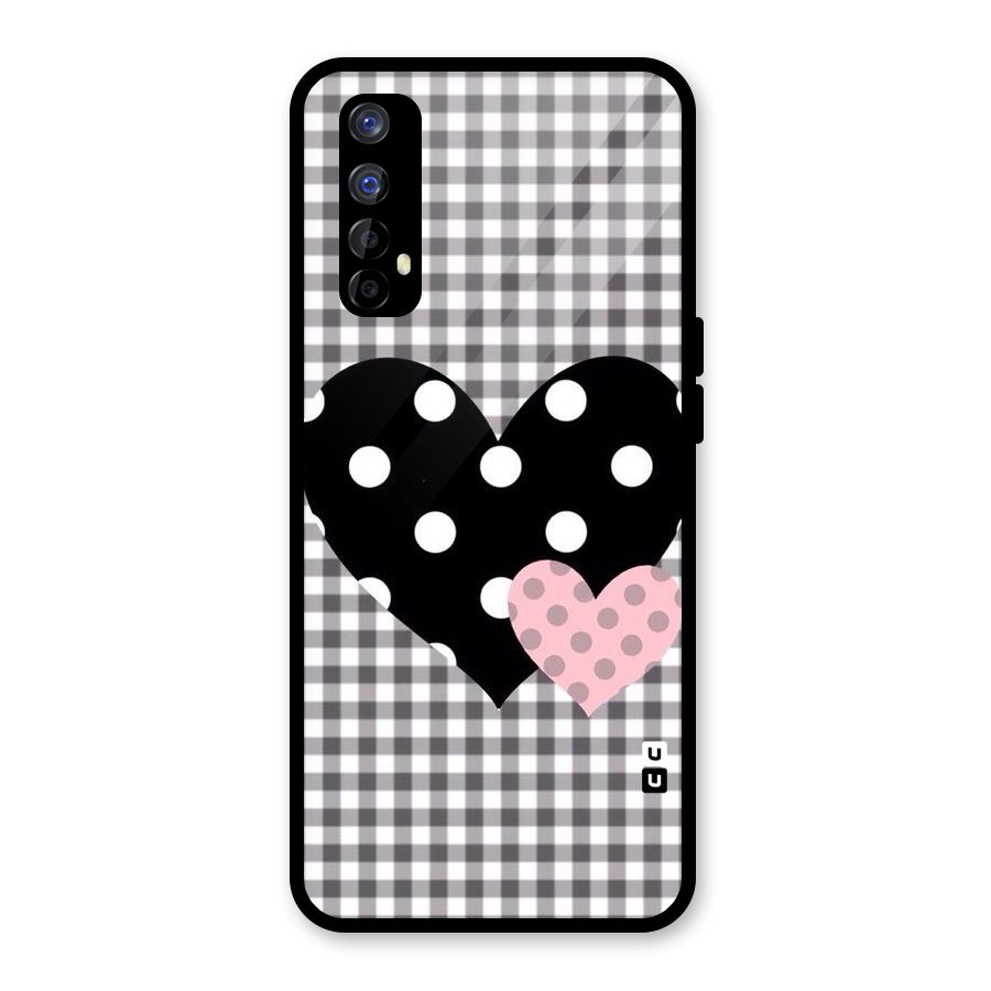 Polka Check Hearts Glass Back Case for Realme Narzo 20 Pro