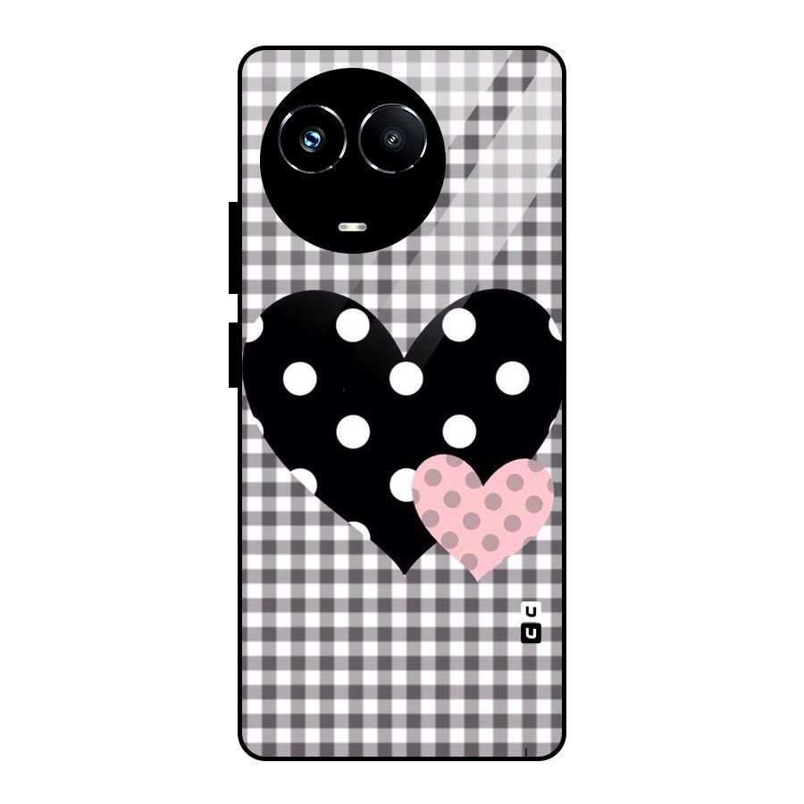 Polka Check Hearts Glass Back Case for Realme Narzo 60X