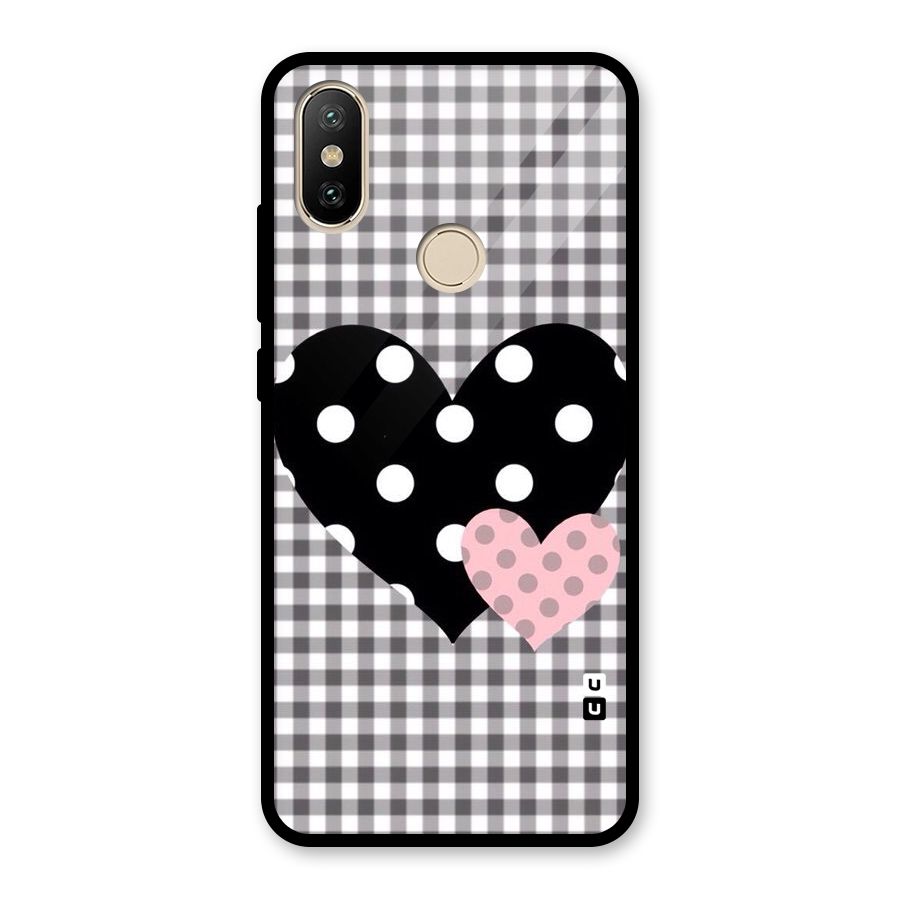 Polka Check Hearts Glass Back Case for Redmi A2