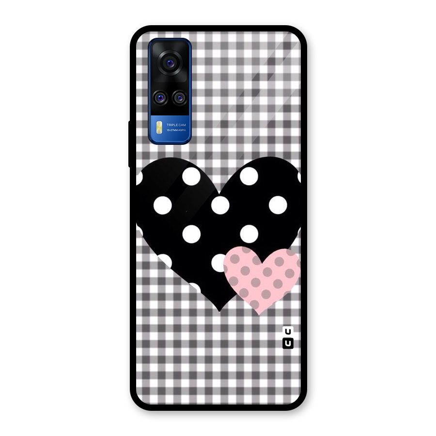 Polka Check Hearts Glass Back Case for Vivo Y31