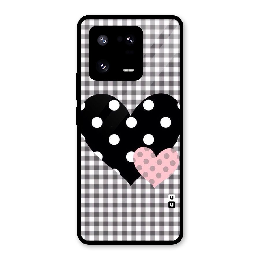 Polka Check Hearts Glass Back Case for Xiaomi 13 Pro