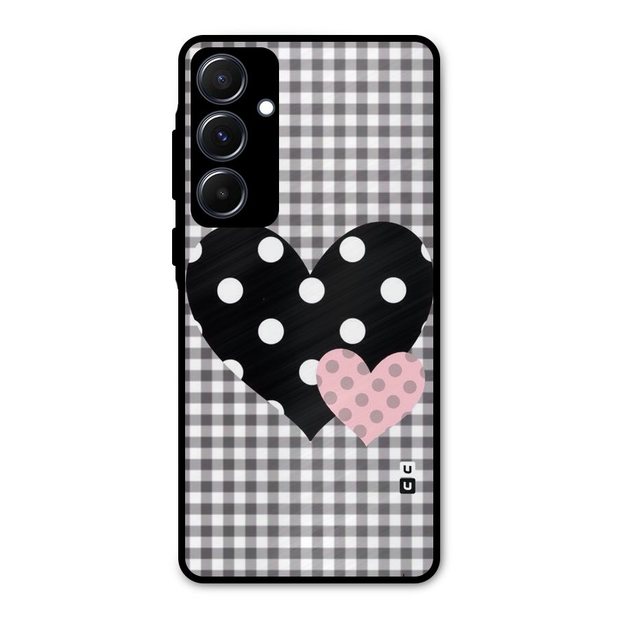 Polka Check Hearts Metal Back Case for Galaxy A55