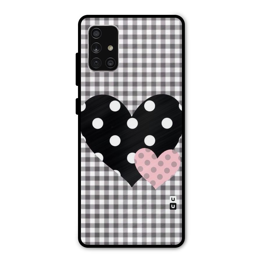 Polka Check Hearts Metal Back Case for Galaxy A71