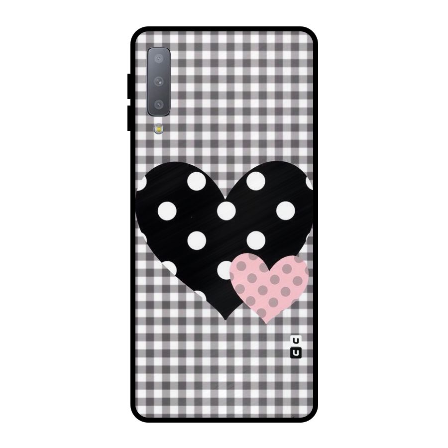 Polka Check Hearts Metal Back Case for Galaxy A7 (2018)
