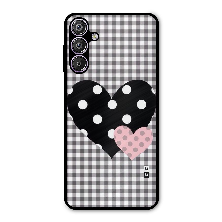 Polka Check Hearts Metal Back Case for Galaxy F15