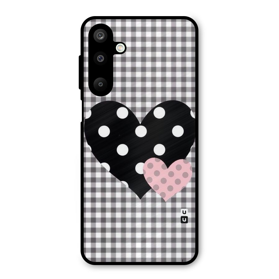 Polka Check Hearts Metal Back Case for Galaxy M16